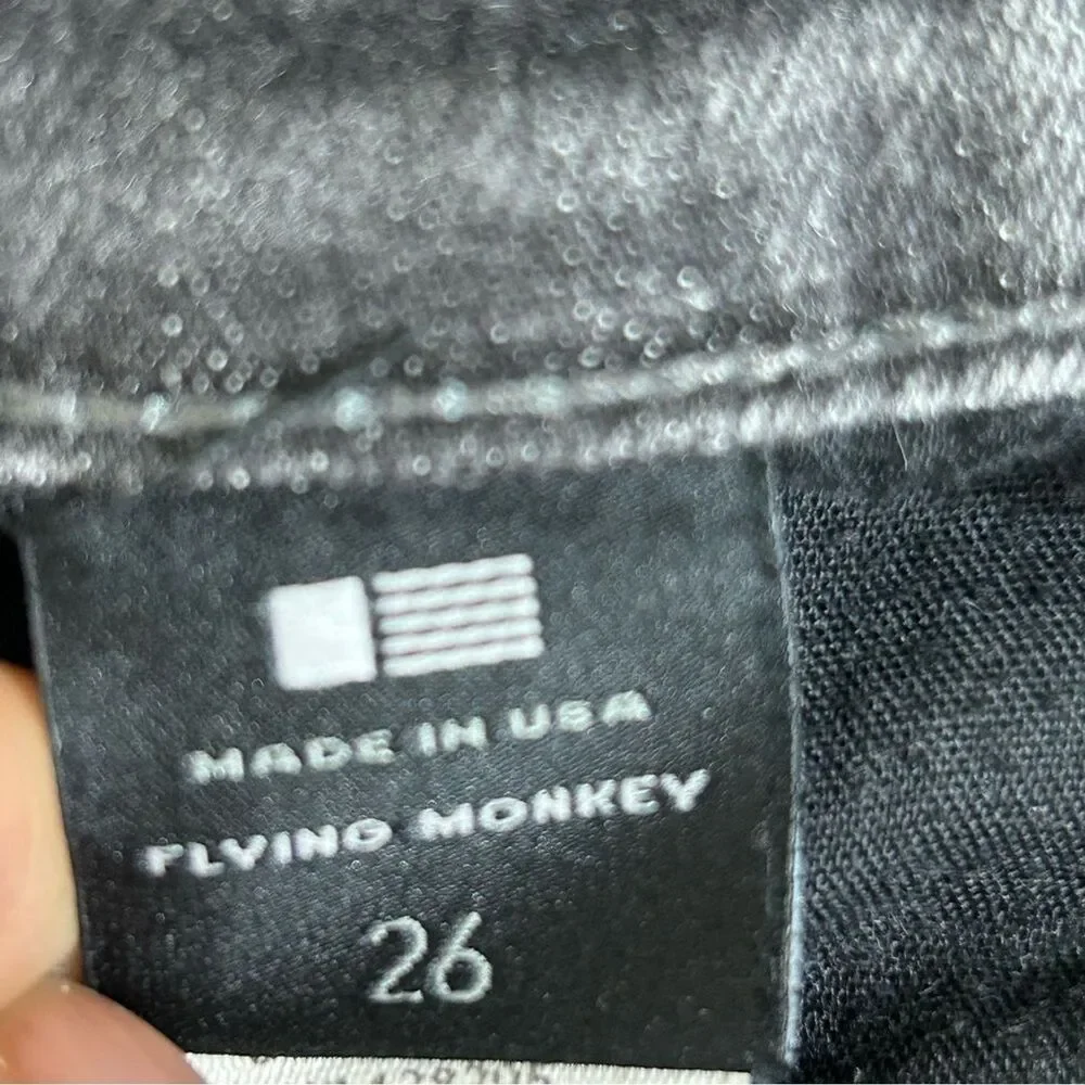 Flying Monkey Skinny Jeans Size 26 Wash Black Denim Distressed Stretch Jeans